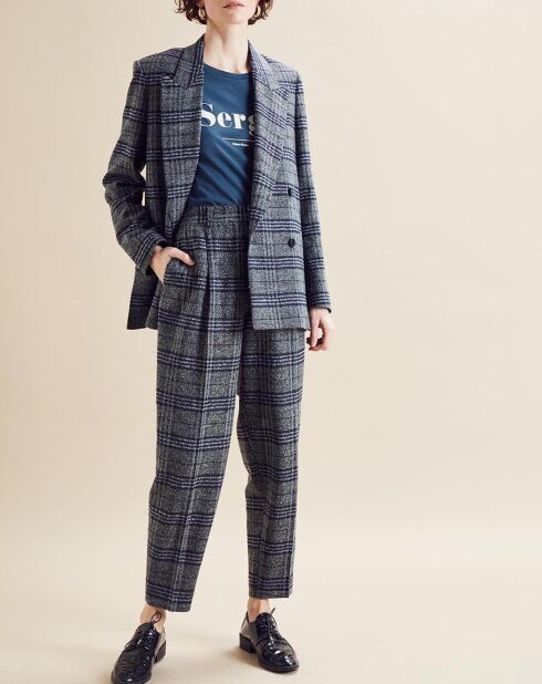 Veste en Laine mélangée Ulla à carreaux grise