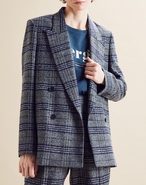 Veste en Laine mélangée Ulla à carreaux grise