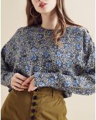 Blouse Aima imprimée noir/bleu/écru