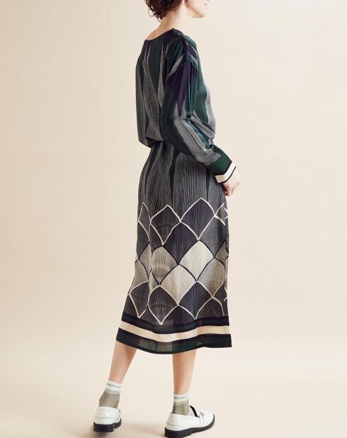 Robe fluide Naima imprimée  verte