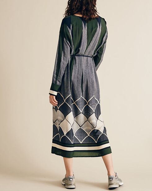 Robe fluide Naima imprimée  verte