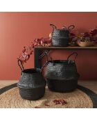 3 Paniers arrondis jonc de mer noirs