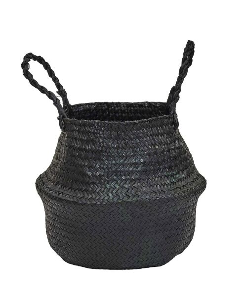 3 Paniers arrondis jonc de mer noirs