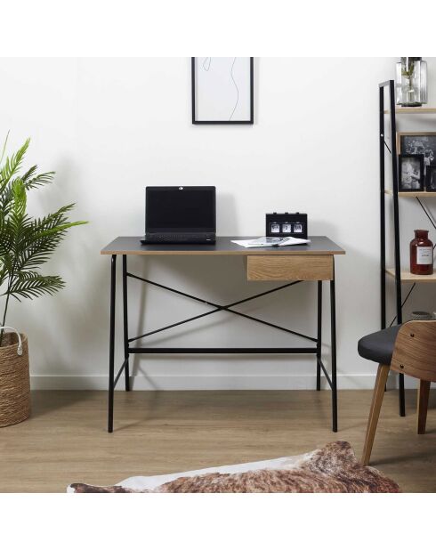Bureau Stanford marron/noir - 100x75x50 cm
