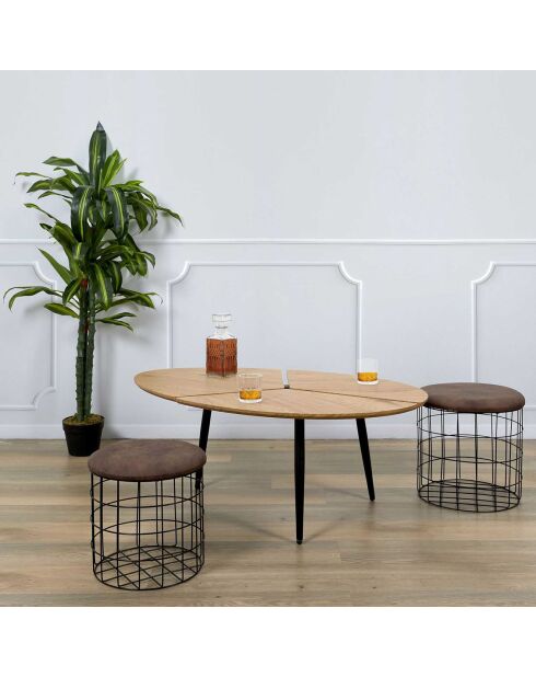 Table basse Miller beige/noir - 112x41x74 cm