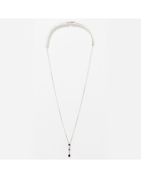 Pendentif Queen of stone Diamants 0.16 ct, Saphirs 0.33 ct & Rubis 0.07 ct or blanc