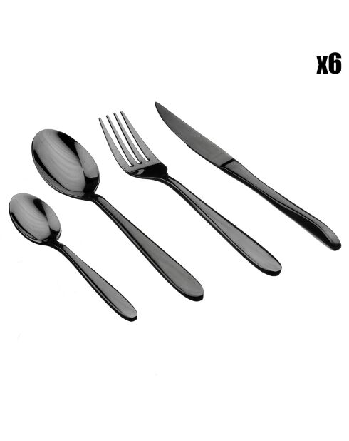 Ménagère Kaja noire - 24 pièces