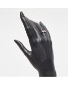Bague Rond Diamant 0.09 ct & Rubis 0.35 ct or blanc
