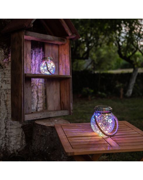 Décoration de table solaire verre et corde  15 Lumens transparente