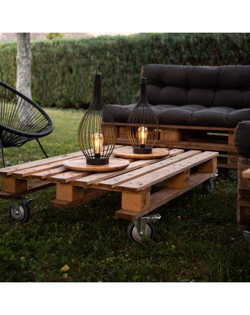 Lámpara solar de metal con cable negro de 20 lúmenes