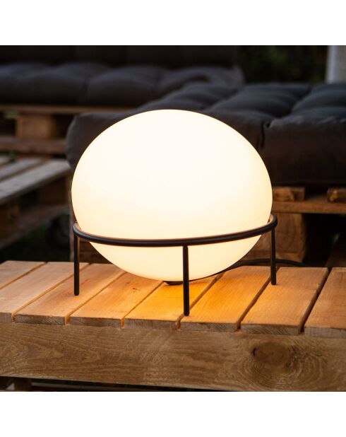 Lampe Sphère résine sur pieds 230V noir/blanc