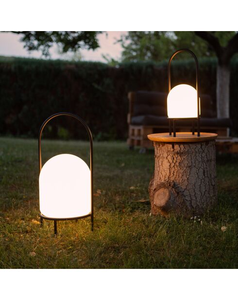 Lámpara de resina sobre 4 patas USB 200 lúmenes negro/blanco