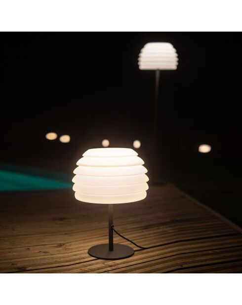 Lampe Champi résine 230V noir/blanc