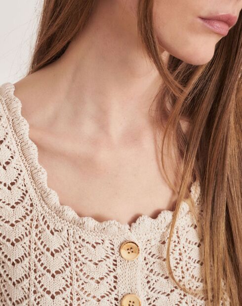 Top en crochet Bettina écru