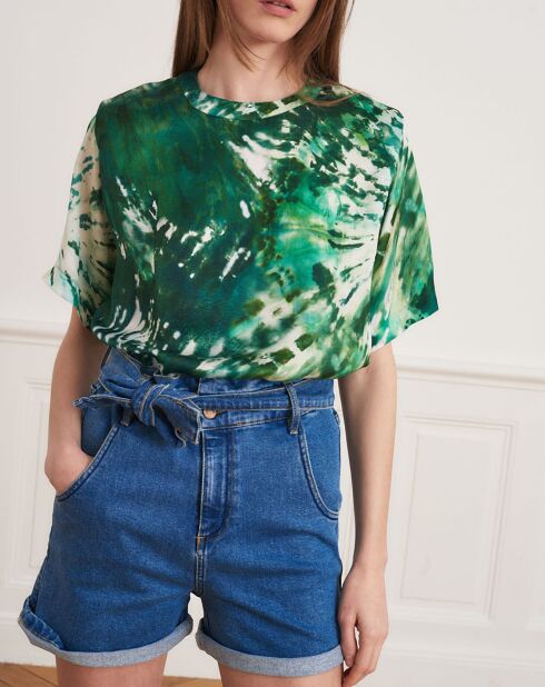 Blouse Blanche tie and dye verte