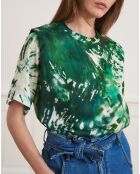 Blouse Blanche tie and dye verte
