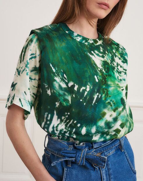 Blouse Blanche tie and dye verte