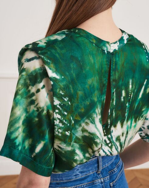 Blouse Blanche tie and dye verte