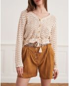 Gilet en crochet Brigitte écru