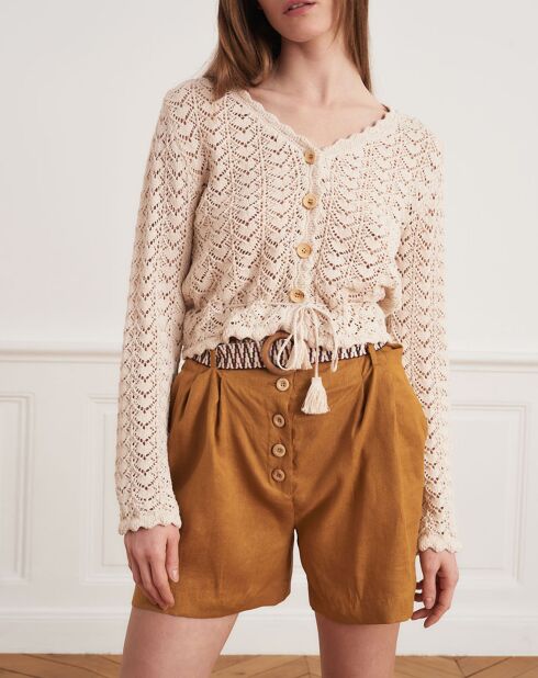 Gilet en crochet Brigitte écru