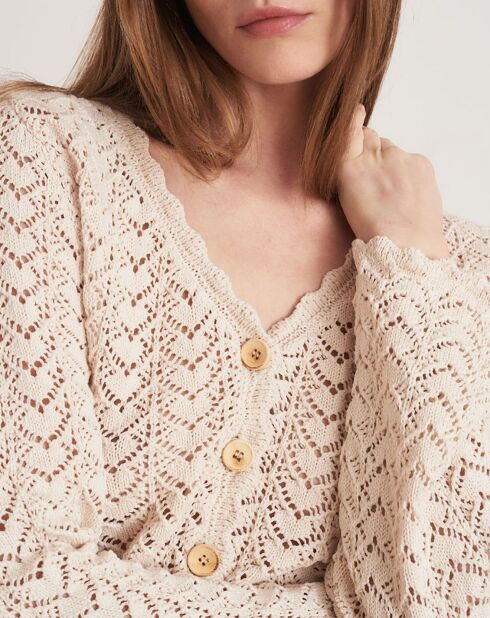 Gilet en crochet Brigitte écru