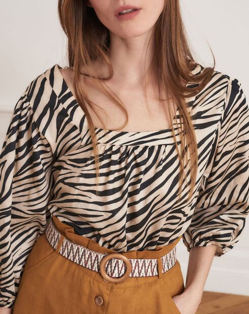 Josselin Dunkelockerfarbener Rock aus 100% Leinen