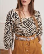 Blouse Brice zébrée beige/noir