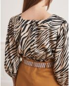 Blouse Brice zébrée beige/noir