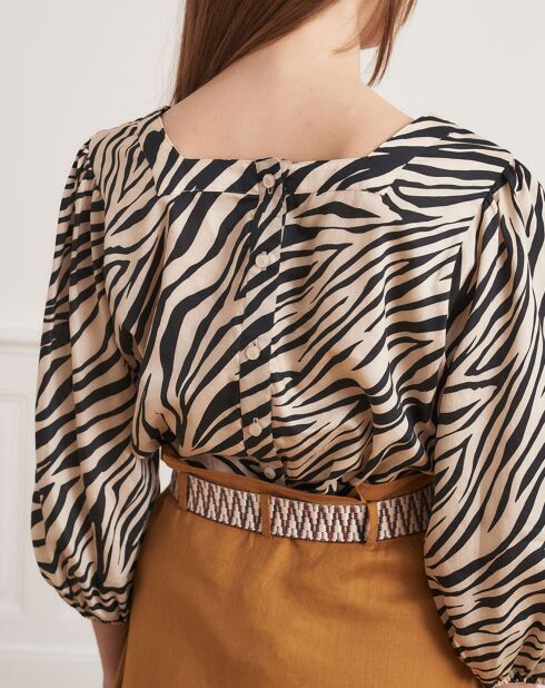 Blouse Brice zébrée beige/noir