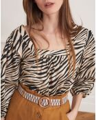 Blouse Brice zébrée beige/noir