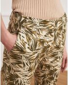 Pantalon droit Perceval feuillage beige/kaki