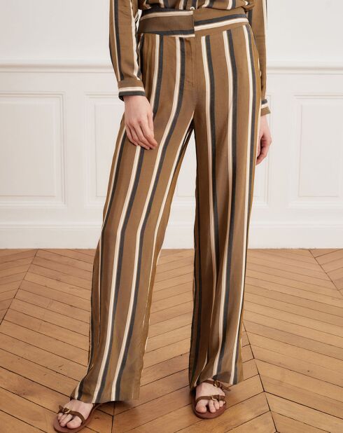 Pantalon ample Polydor à rayure matelas kaki foncé
