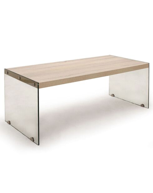 Petite table nancy transparent/bois - 43x110x55 cm