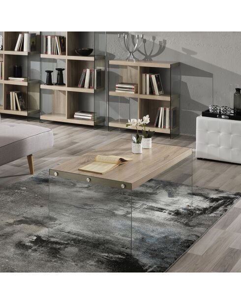 Petite table nancy transparent/bois - 43x110x55 cm