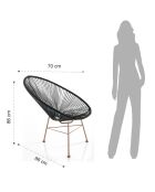Fauteuil pour extérieur/ intérieur numana cuivre/noir - 86x70x86 cm