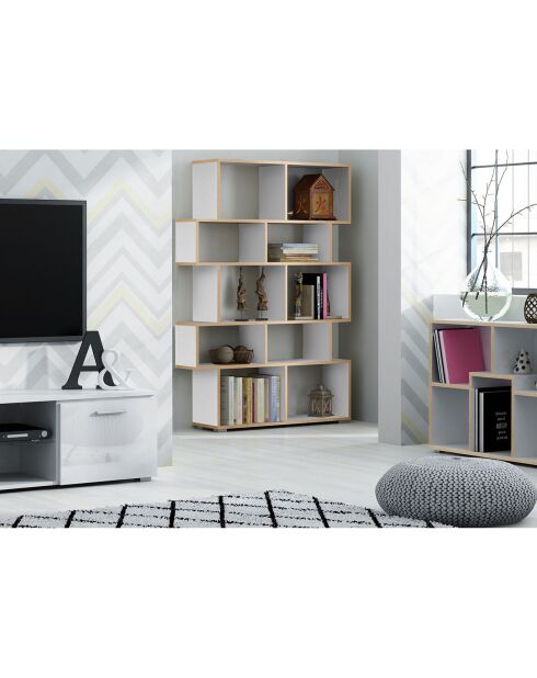 Bibliothèque random-b bois/blanc - 160x115x28 cm