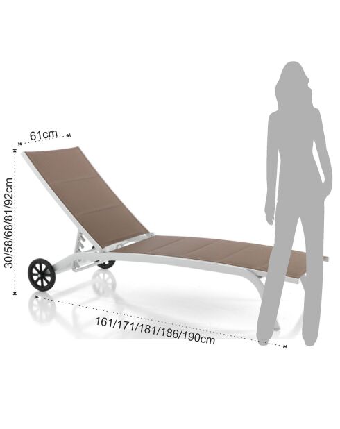Chaise longue kastri blanc/tortora