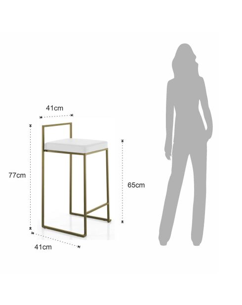 Tabouret de bar dodo blanc/doré - 77x41x41 cm