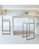 Tabouret de bar dodo blanc/doré - 77x41x41 cm
