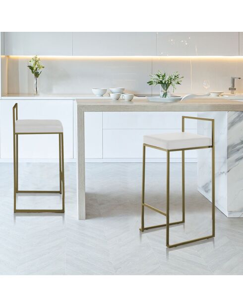 Tabouret de bar dodo blanc/doré - 77x41x41 cm