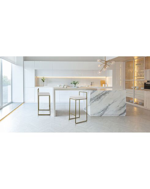 Tabouret de bar dodo blanc/doré - 77x41x41 cm