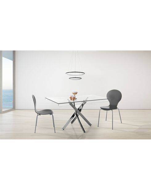 Table/bureau mill 140 transparent/chrome - 76x140x80 cm