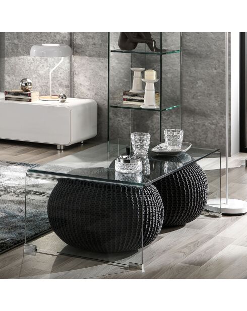 Table basse cristal transparent - 35x110x55 cm