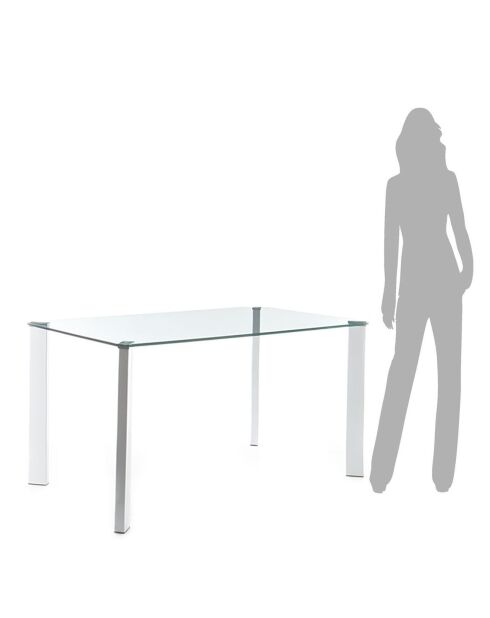 Table/bureau janet transparent/blanc - 140xP80x75 cm