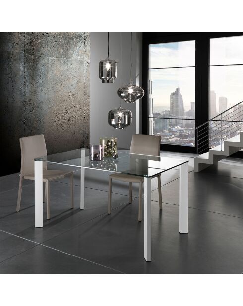 Table/bureau janet transparent/blanc - 140xP80x75 cm