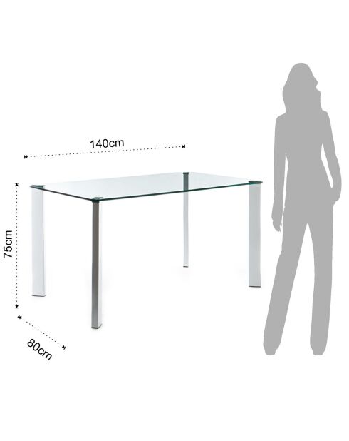 Table/bureau janet transparent/blanc - 140xP80x75 cm