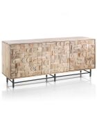 Buffet 3 portes amon bois/noir - 75x172x45 cm