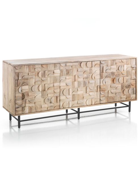 Buffet 3 portes amon bois/noir - 75x172x45 cm