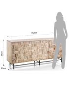 Buffet 3 portes amon bois/noir - 75x172x45 cm