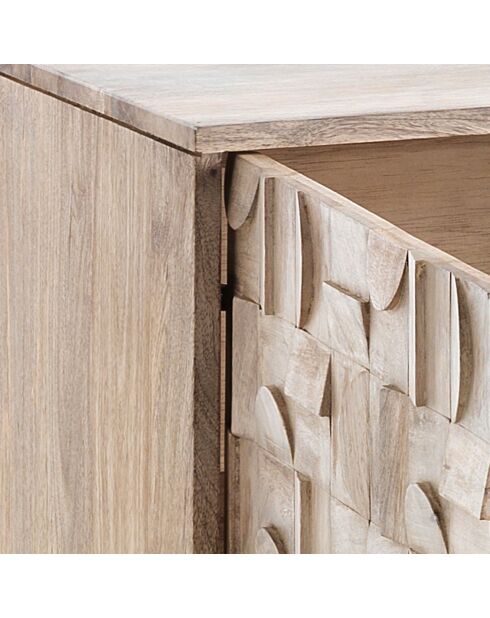 Buffet 3 portes amon bois/noir - 75x172x45 cm